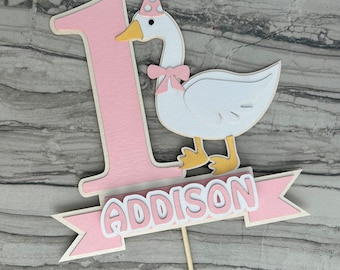 One Silly Goose Custom Cake Topper - One Lucky Duck First Birthday Party - 1st Birthday Decorations - Goose Theme Decor - Goose on the Loose