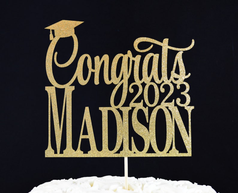 Graduation Cake Topper Personalized Congrats Glitter Cake Etsy