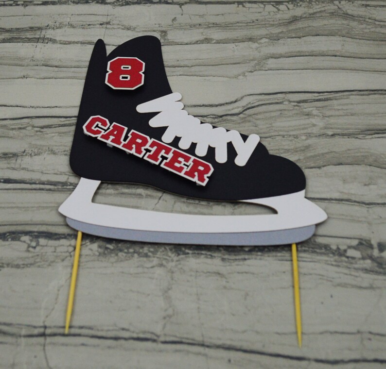 Hockey Skate Birthday Cake Topper Personalized With Name and Etsy