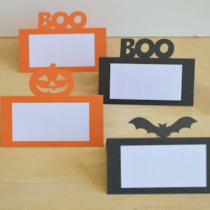 Halloween Place Cards - Set of 12 - Halloween Party Decoration - Spooky Food Labels - October Birthday Decor - Fall Party Food Tents
