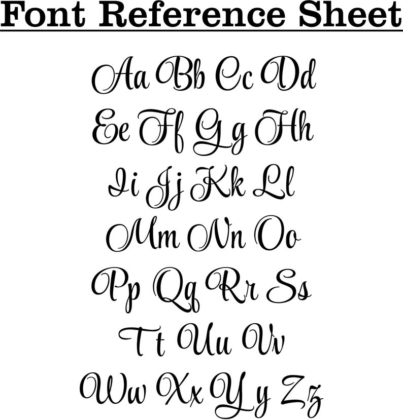 Font Reference Sheet