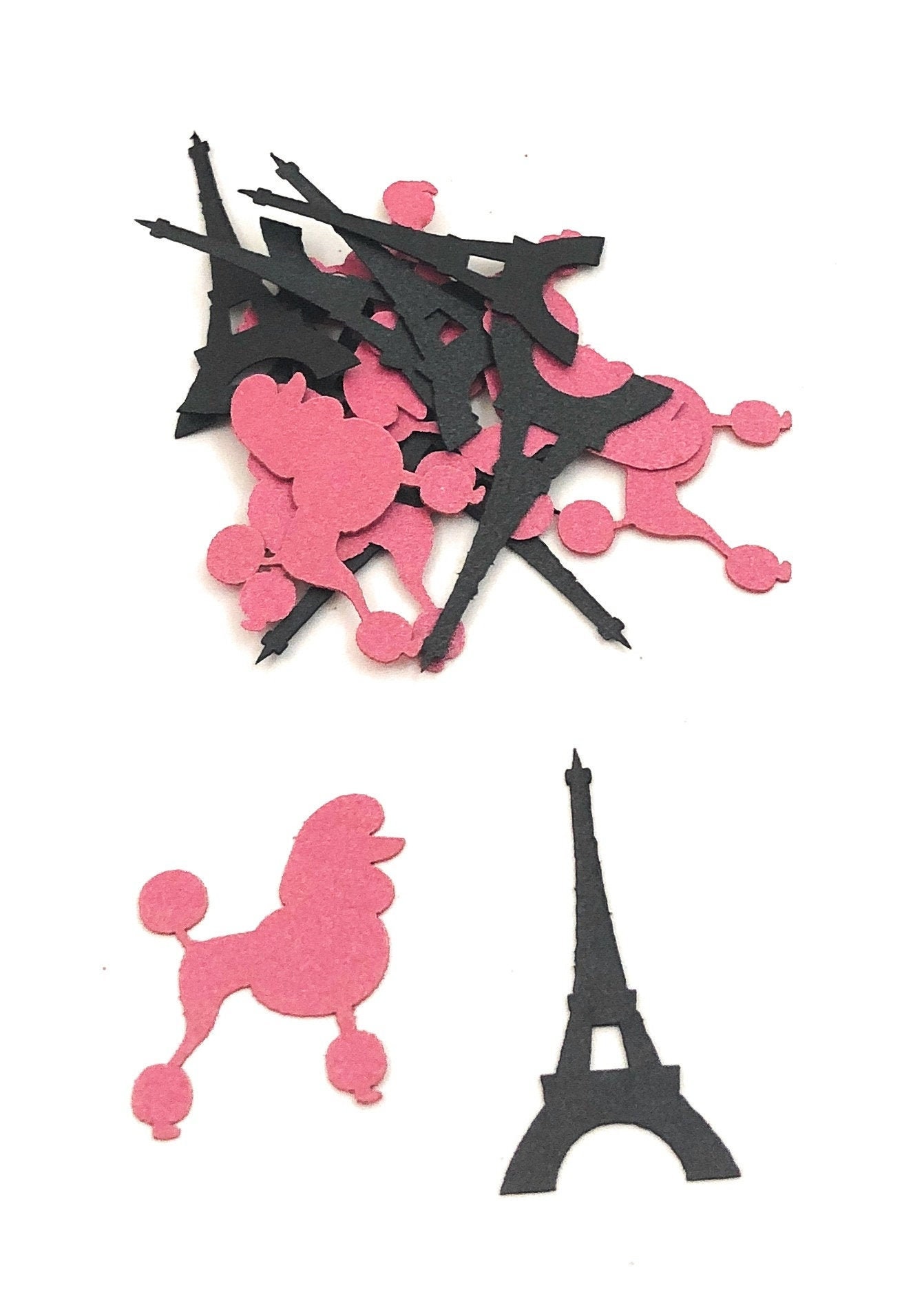 Pink Poodle and Eiffel Tower Paris Confetti 100 Pieces Paris Theme Party Decorations French Theme Table Scatter Girl Party