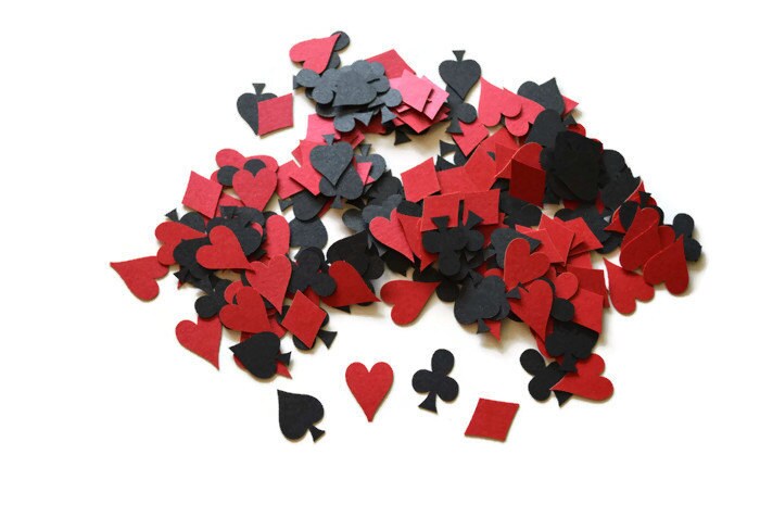 Poker Confetti 200 Pieces Playing Card Suits Las Vegas Theme Adult Birthday Party Game Night Casino Alice in Wonderland Party