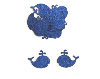 Whale Nautical Glitter Confetti in Dark Blue - 100 Pieces - Nautical Theme Baby Shower - Nautical 1st Birthday Party - Beach Bridal Shower