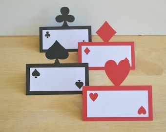 Casino Night Place Cards - Set of 12 - Playing Card Food Tents - Las Vegas Party Theme - Game Night - Adult Birthday - Gambling