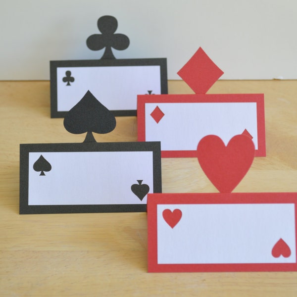 Casino Night Place Cards - Set of 12 - Playing Card Food Tents - Las Vegas Party Theme - Game Night - Adult Birthday - Gambling