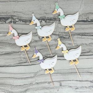 One Silly Goose Cupcake Toppers - One Lucky Duck First Birthday Party - 1st Birthday Decorations - Goose Theme Baby Shower Decor