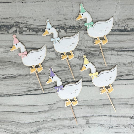 One Silly Goose Cupcake Toppers - One Lucky Duck First Birthday Party - 1st Birthday Decorations - Goose Theme Baby Shower Decor