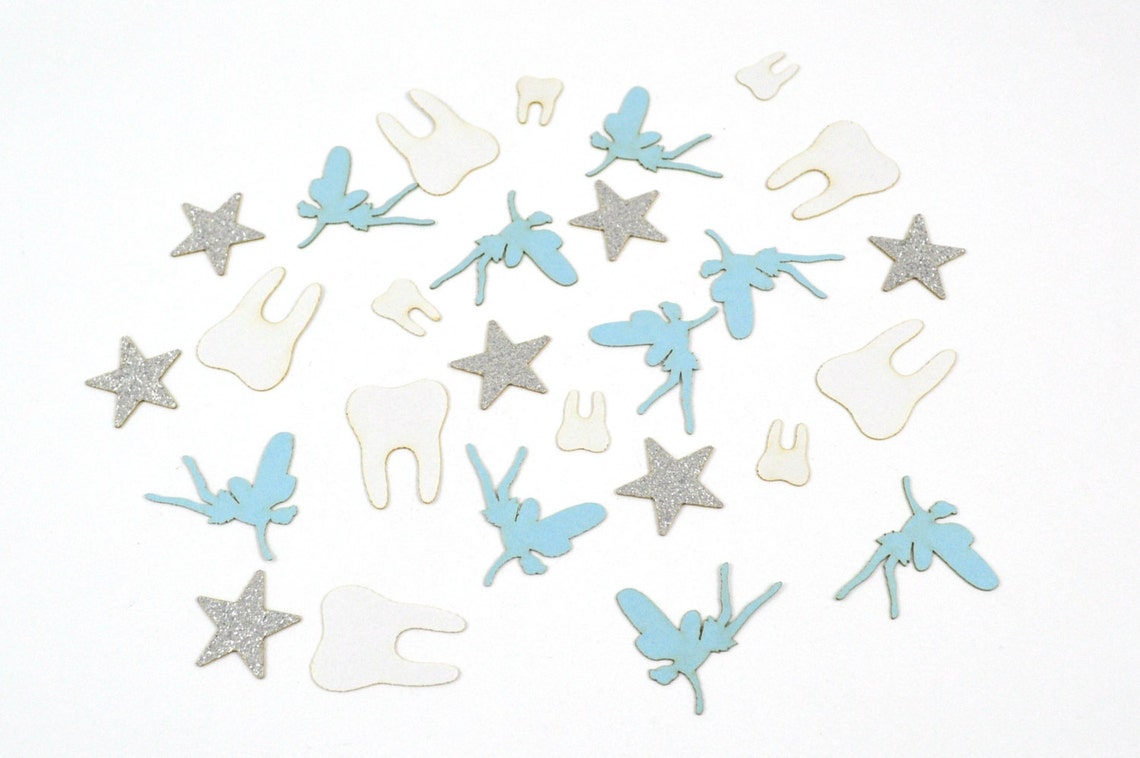 Tooth Fairy Confetti 100 Pieces Light Blue Silver and Etsy