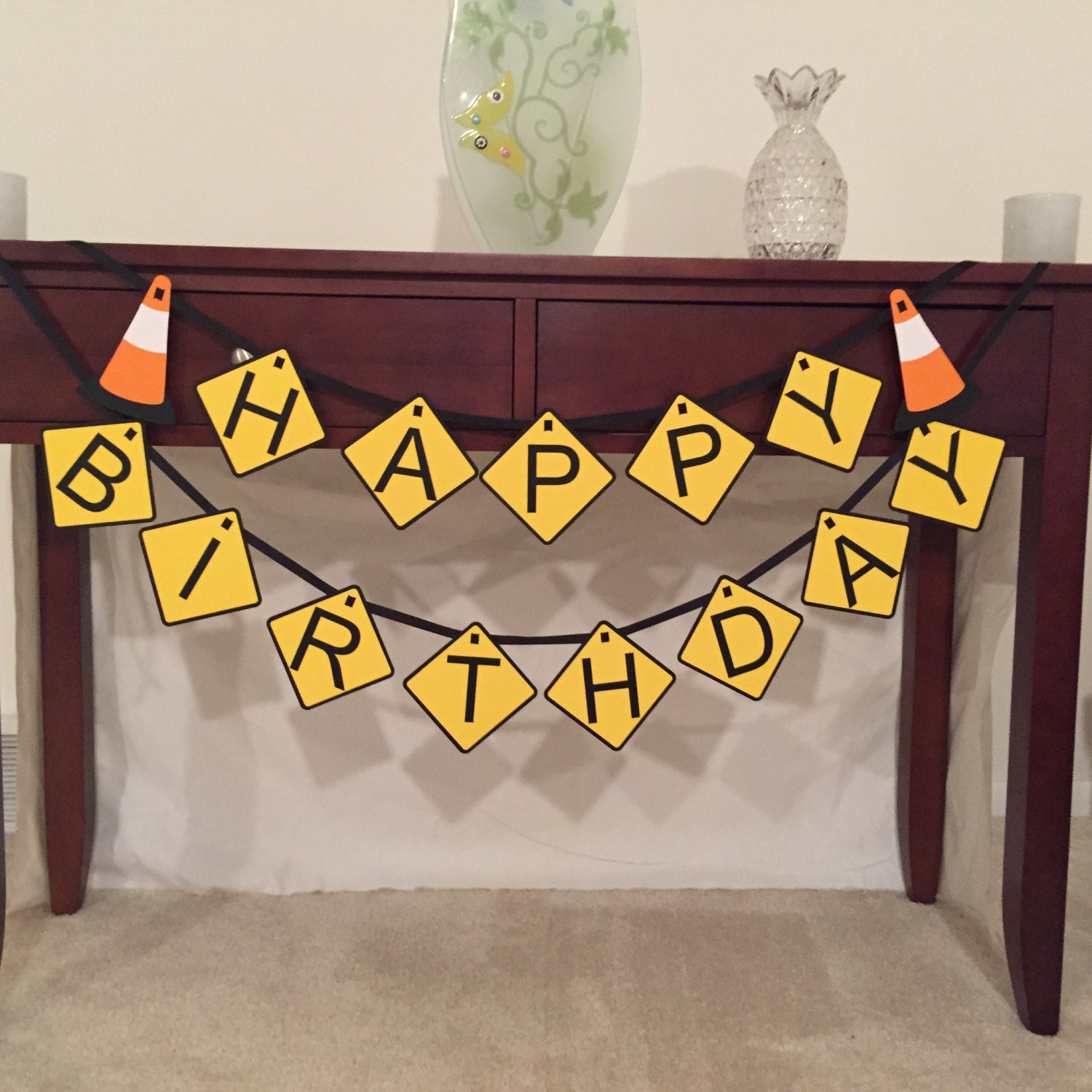 Construction Happy Birthday Banner Construction Party Boy Etsy