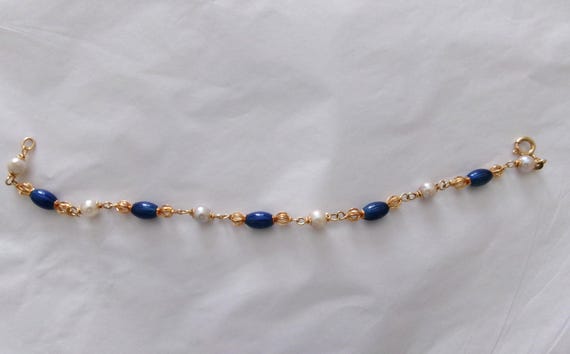 Vintage UnoAerre 18K Gold Bracelet: Cobalt Enamel… - image 8