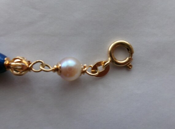 Vintage UnoAerre 18K Gold Bracelet: Cobalt Enamel… - image 3