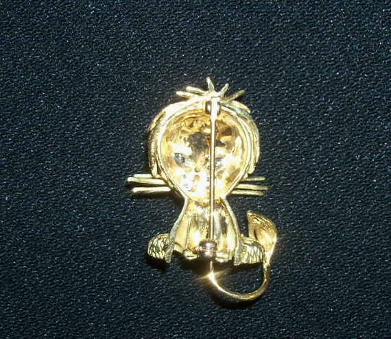 Vintage 18K Yellow Gold Leo Lion Cub Pin Brooch w… - image 4