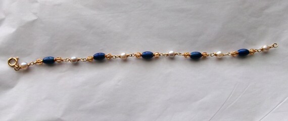 Vintage UnoAerre 18K Gold Bracelet: Cobalt Enamel… - image 5