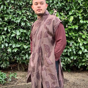 Silk Kimono, Silk Vest, Silk Top, Silk Robe, Kimono Up cycle, Comic con, Japanese Art, Art to Wear, Brown Kimono, Event Wear, One-Size