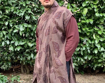 Zijden Kimono, Zijden Vest, Zijden Top, Zijden Gewaad, Kimono Up cyclus, Comic con, Japanse Kunst, Art to Wear, Bruine Kimono, Event Wear, One-Size