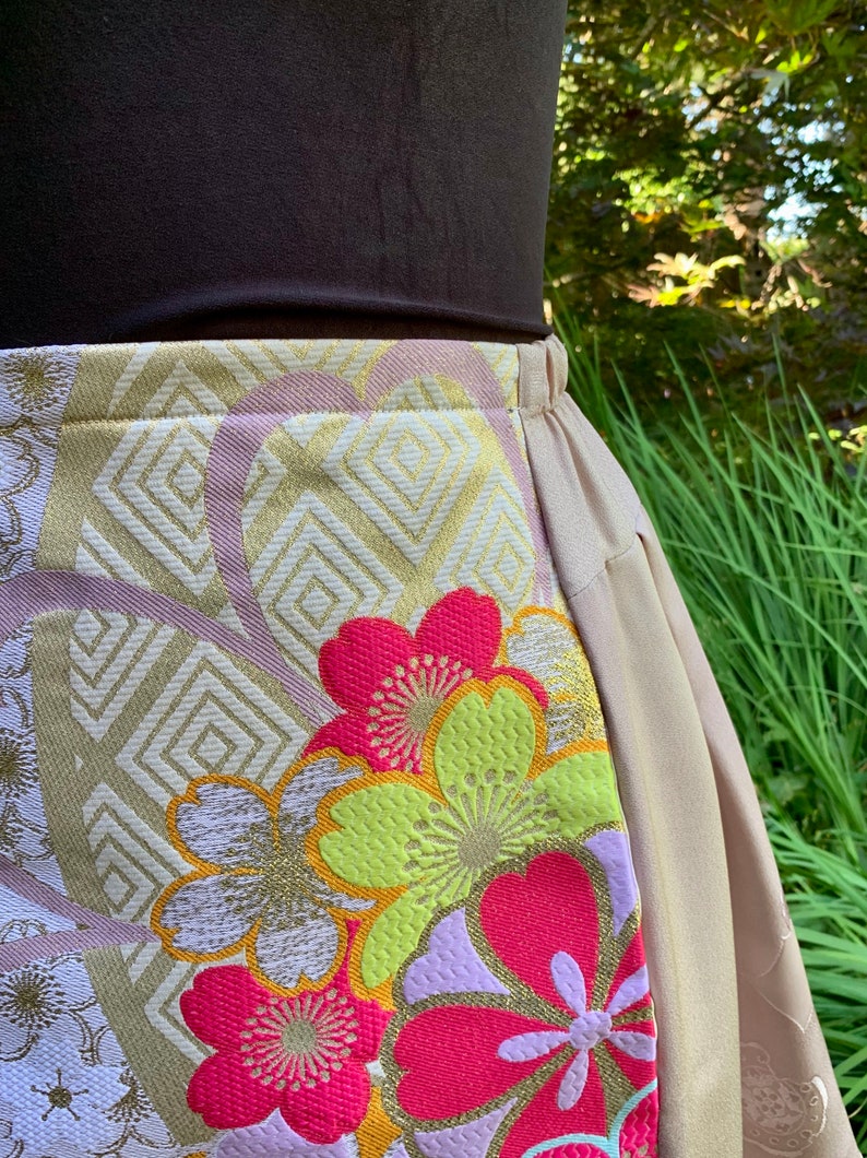 Obi Fabric Skirt Vintage Obi Sustainable Wear Upcycled Kimono Japanese Fabric Silk Skirt Vintage Kimono Silk Comic con