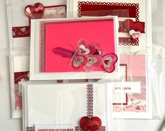 LOVE Greeting cards made with envelopes and text in French - No inside text.