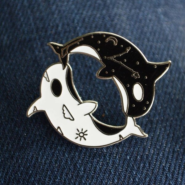 Killer Whale Enamel Pin, Orca Pin, Constellation Pin, Yin Yang Lapel Pin Animal Enamel Pin, Nature Enamel Pin, Killer Whale Jewelry Orca Art