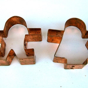 2 Heavy Duty - Vintage Copper GIRL & BOY Cookie Cutters - Pair of Sturdy Copper Cookie Cutters - Kitchen Gifts - Vintage Copper Cutters