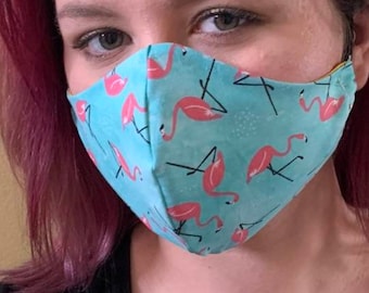 Flamingo Face Mask | Flamingo Reusable Mask | Flamingo Washable Mask | Triple Layer Mask | FAST SHIPPING