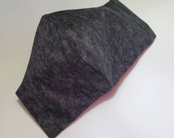 Black Face Mask, Distressed Black Triple Layer Cotton Face Mask with Sewn In Filter