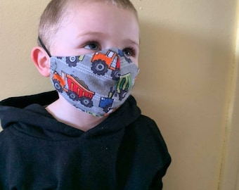 Dump Truck Face Mask | Truck Face Mask | Kids Washable Face Mask | Reusable Face Mask | Kid Face Mask | FAST SHIPPING