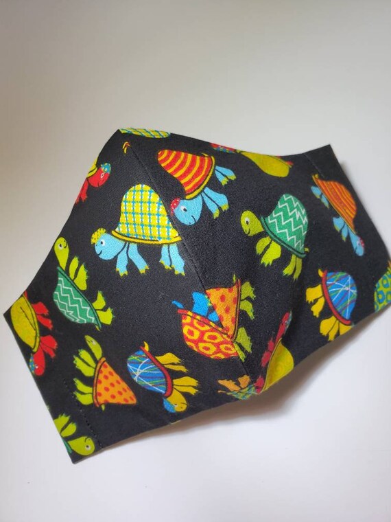 Turtle Face Mask Colorful Tortoise Triple Layer Cotton Mask Etsy