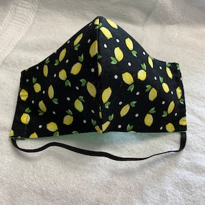 Washable Reusable Triple Layer Lemon Face Mask for Adults and Teenagers, cloth face mask,