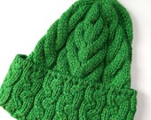 100% Irish Wool knitted hat, Bobble hat, Knitted hat, Aran hat, Cable cap, Bainin knitted hat