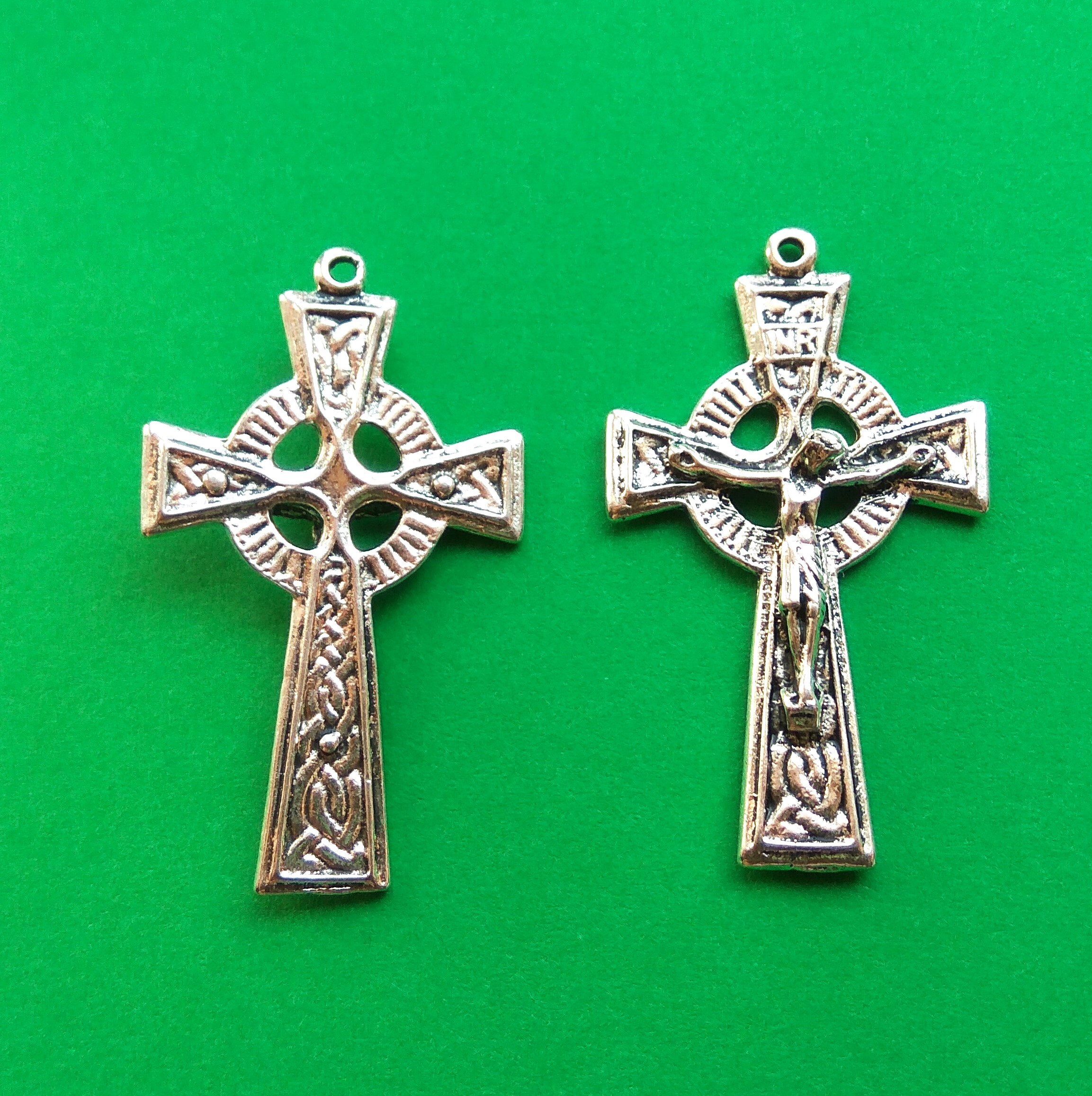 Silver Crucifix Cross for Rosary or Jewelry Making made in Italy 1