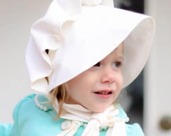 White bonnet sun hat Baby Toddler Made in the USA open ITEM DESCRIPTION for details