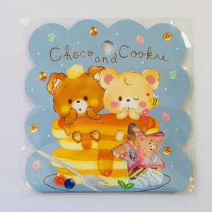 Schoko und Keks Sticker Flocken - 50 Stück - Kawaii Aufkleber - Pfannkuchen Bären Tiere süß Schreibwaren Bastelbedarf Tagebuch Scrapbook