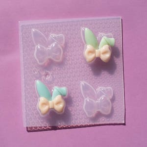 Small Bunny Ears Resin Mold - Bow Bows - Flexible Plastic Molds - Kawaii - Easter - Rabbit - DIY Fondant cake decoration - Animal Animals