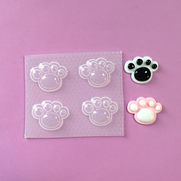 Small Paw Print Mold - resin molds, soap, candle wax melt, chocolate, candy, cake topper decoration, ice cube flexible plastic epoxy flat