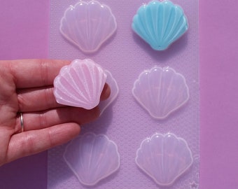 1.5" Flat Sea Shell Plastic Mold - resin molds, soap, candle, wax melt, bath bomb, fondant, ice cube, cake decorating, chocolate candy, clay