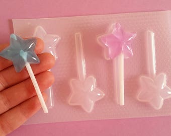 Fairy Star Wand Resin Mold - Large Stars Lollipop Mold - Flexible Plastic Resin Molds - Jewelry Resin Mold