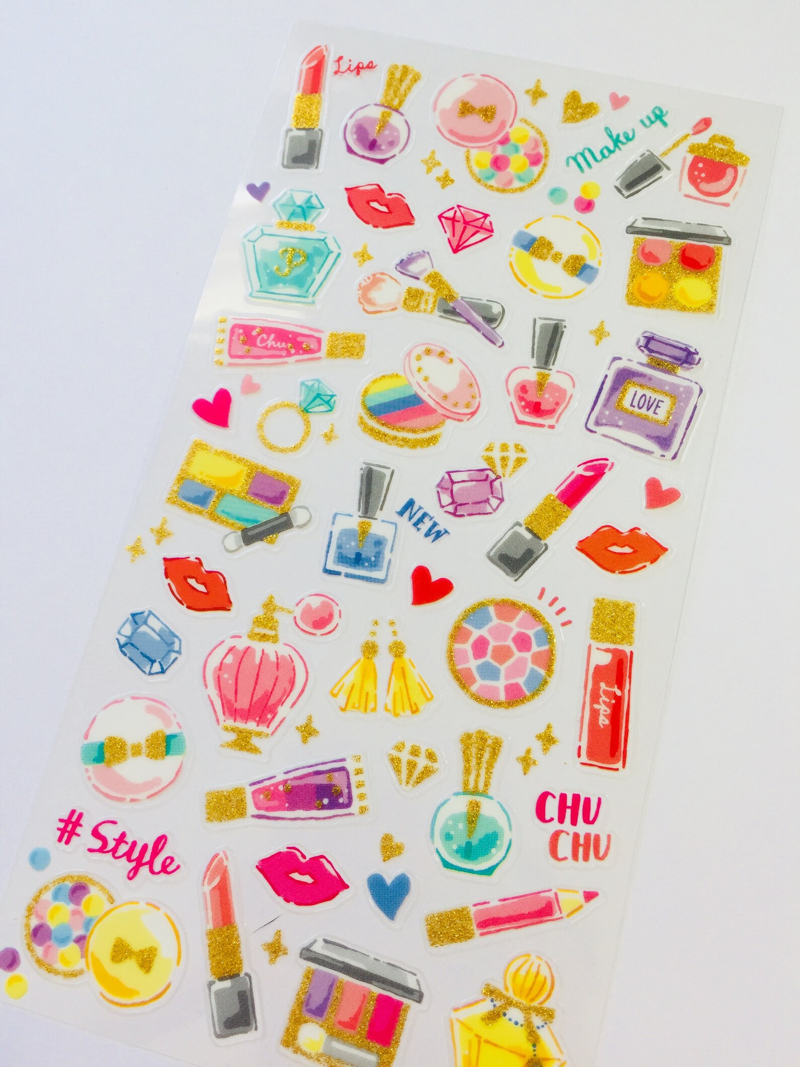 Make up Stickers 1 Vel Plastic Sticker Glittery Girly Etsy Nederland
