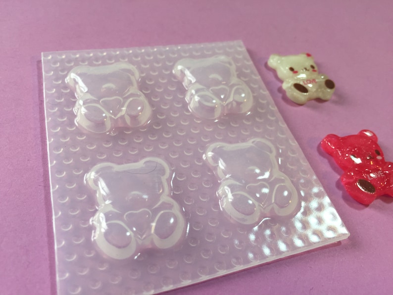 Small Flat Teddy Bear Mold Cake Decoration Flexible Plastic Molds Fondant Bears Mold