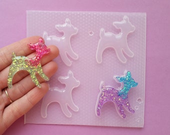 Silicone Mold Etched Doe and Fawn Ornament