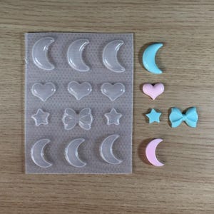 Kawaii Shapes Plastic Mold - resin, soap, candle, wax melt, bath bomb, fondant, ice cube, cake decorating, chocolate candy, clay, flexible