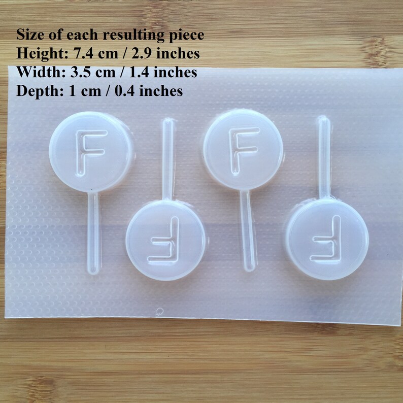 Letter F Lollipop Plastic Mold Resin Mold Upper case Supplies Circle Round Alphabet Chocolate Fondant Lolli pop Stick Molds for Resin