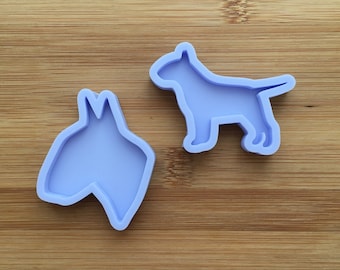 Moule en silicone Bull Terrier, moule en caoutchouc de silicone alimentaire pour résine polymère argile chocolat savon cire fondant bonbons bijoux chien silhouette