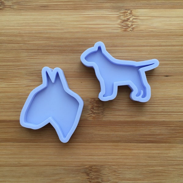 Moule en silicone Bull Terrier, moule en caoutchouc de silicone alimentaire pour résine polymère argile chocolat savon cire fondant bonbons bijoux chien silhouette