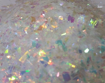 Iridescent Cellophane Glitter Flakes White Bag Iridescent Glitter Flakes Cellophane Flakes Iridescent Flakes Mylar Flakes Yellow White