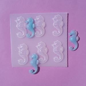 Molde de plástico de caballito de mar de 1,6" - Caballito de mar pequeño - Moldes de resina de plástico flexibles náuticos Molde de fondant de caballito de mar Molde de chocolate Joyería