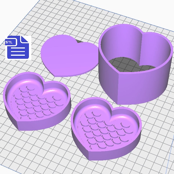 Mermaid Heart Bath Bomb Mold STL File - for 3D printing - FILE ONLY - Mermaid Bath Bomb Press Mould - 2 in 1 design comes with 4 pieces