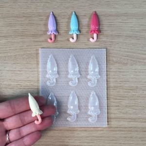 Umbrella Plastic Mold - resin, soap, candle, wax melt, bath bomb, fondant, ice cube, cake decorating, chocolate candy, clay, flexible