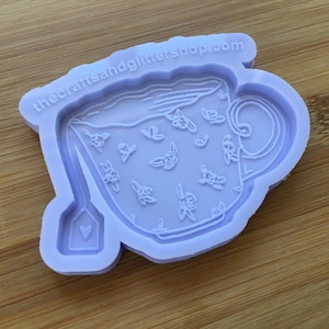 Moule en silicone floral vintage pour tasse de thé, moule en caoutchouc de silicone sans danger pour les aliments pour bijoux en résine, argile polymère, savon au chocolat, cire fondante