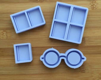 3" Nerdy Glasses & 1" Book Silicone Mold, Food Safe Silicone Rubber Mould for resin polymer clay chocolate soap wax fondant candy jewelry